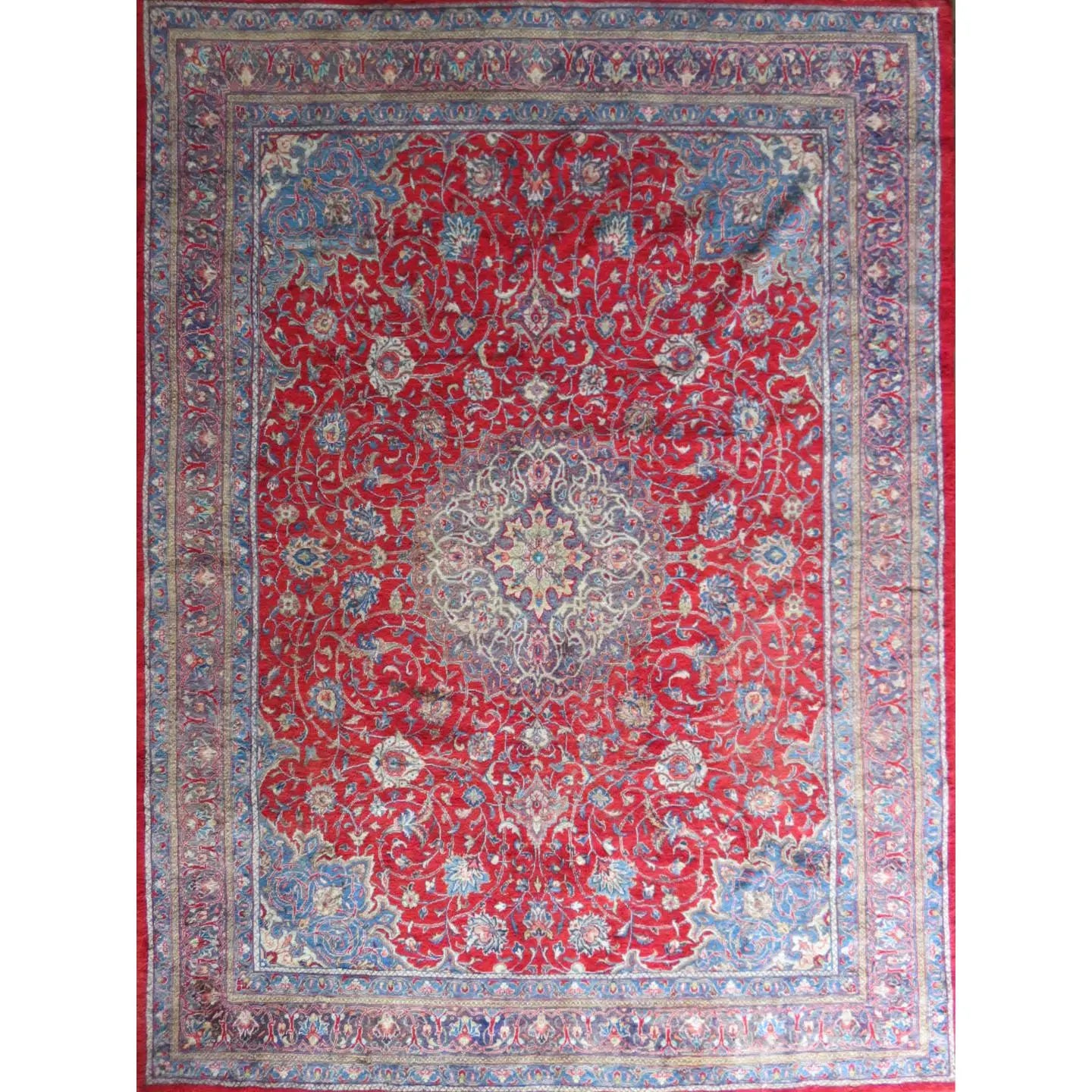 One Of The Kind Hand-Knotted Persian Wool Rug _ Luxurious Vintage Design, 13'1" x 9'8", Artisan Crafted